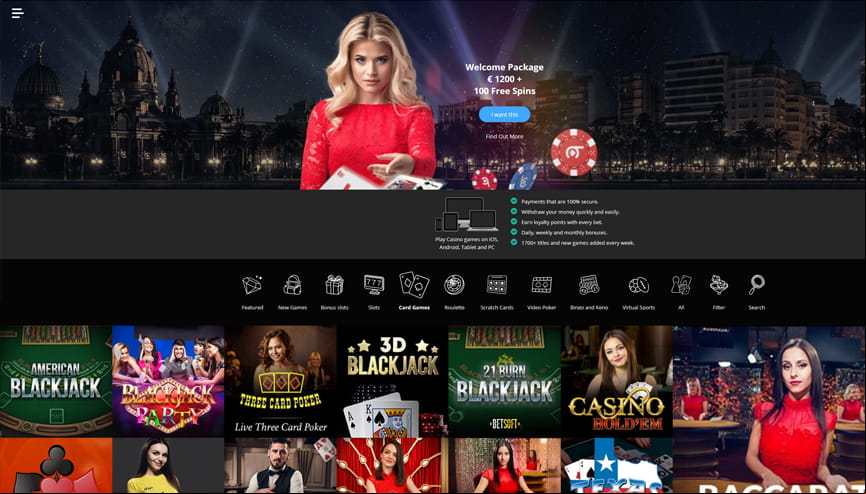 Homescreen of bCasino